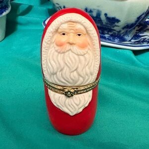 K’s Collection Santa Claus Hinged Trinket Box Christmas With Front Clasp vintage